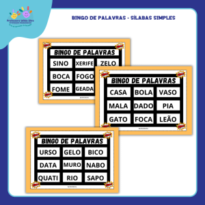 Bingo de Palavras Sílabas Simples